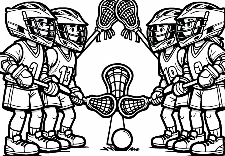 Dois times de lacrosse estão prontos para o apito – Desenho para colorir gratuito