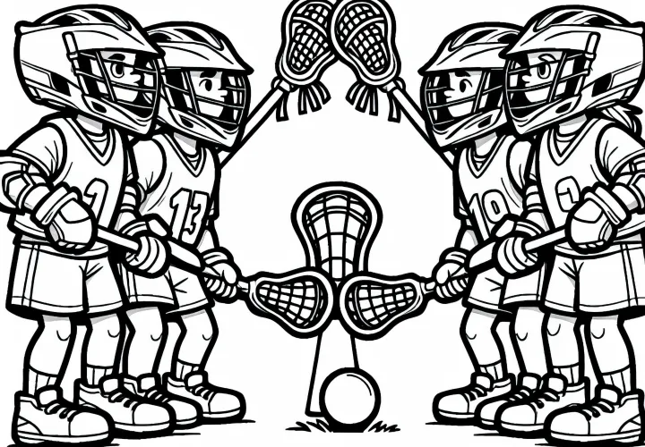 Две команды по лакроссу готовы к старту - Раскраска бесплатно