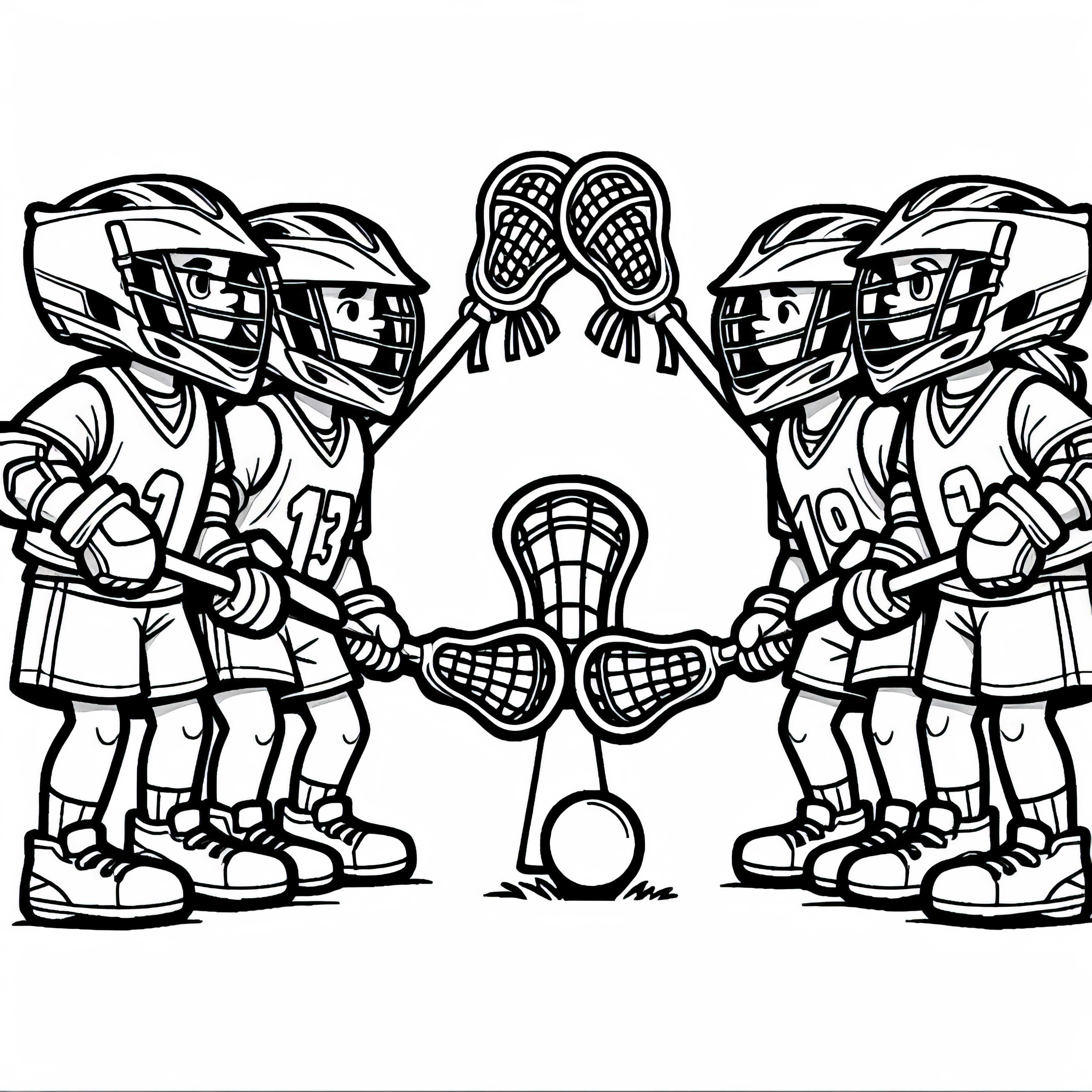 Duas equipes de lacrosse estão prontas para o apito - imagem para colorir grátis
