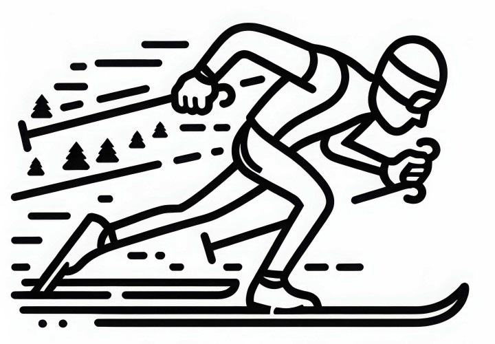 Langlauf Wettkämpfer sprintet zur Ziellinie – Ausmalbild kostenlos Langlauf Wettkämpfer sprintet zur Ziellinie – Ausmalbild kostenlos