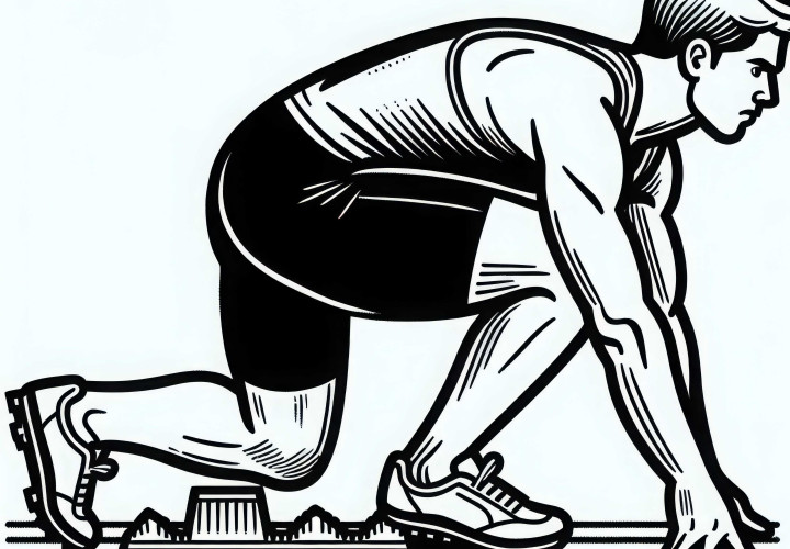 Sprinter startet aus Startblock – Malvorlage Leichtathletik gratis Sprinter startet aus Startblock – Malvorlage Leichtathletik gratis