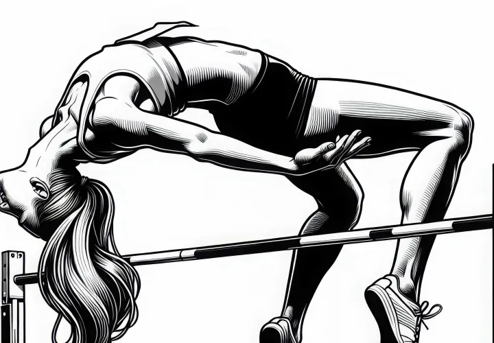 High jumper crosses the bar – Free coloring page athletics