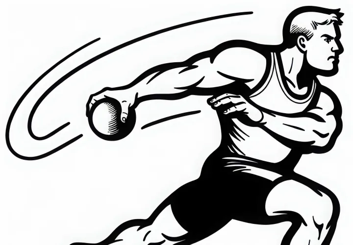 Shot put coloring page for athletics – Download free