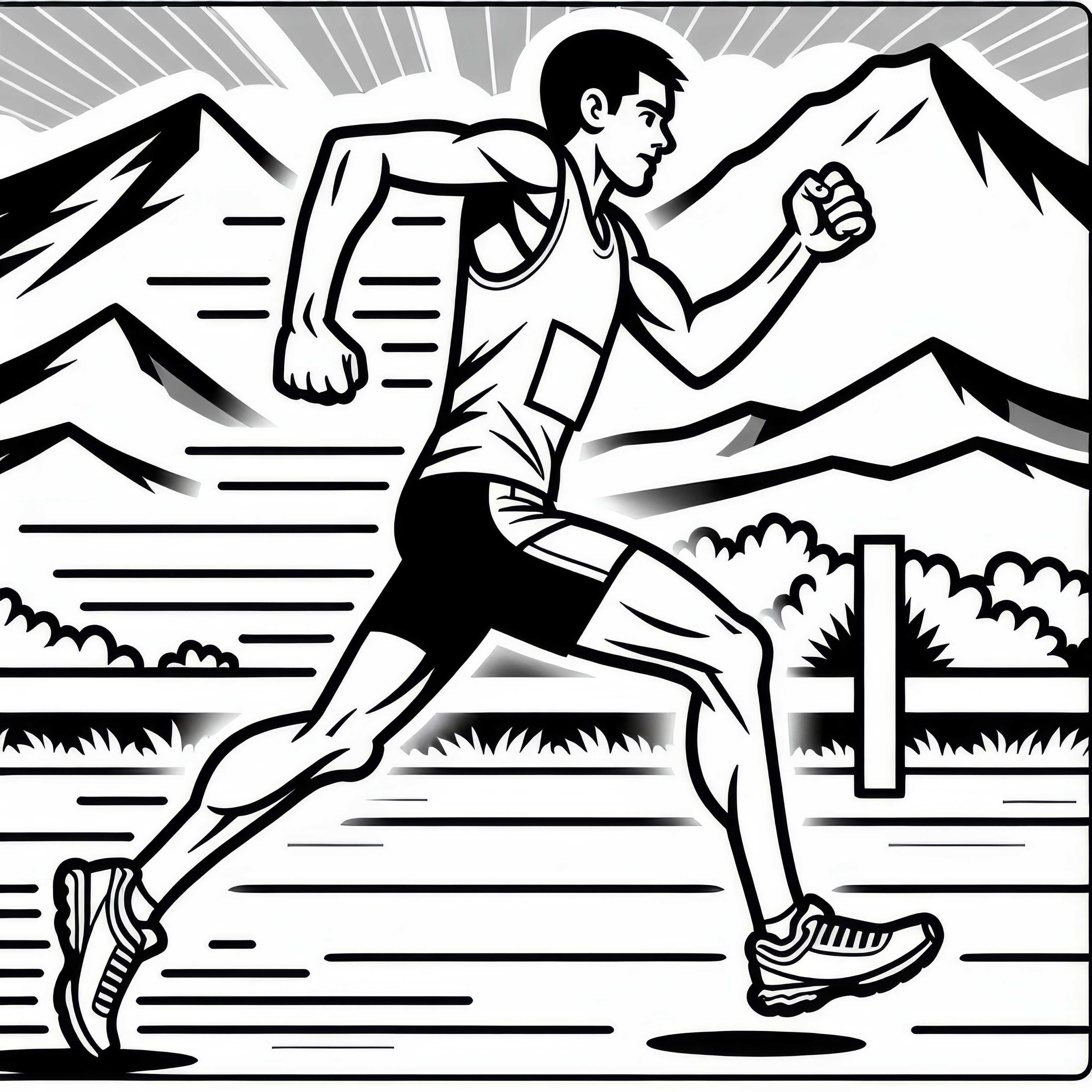 Maraton koşucusu son metrelerde sprint atıyor – Ücretsiz boyama sayfası