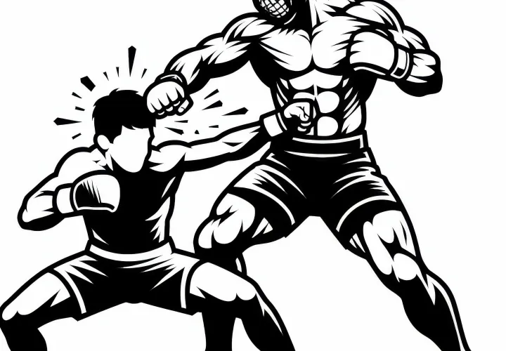 Coloring page of an MMA fighter for free download