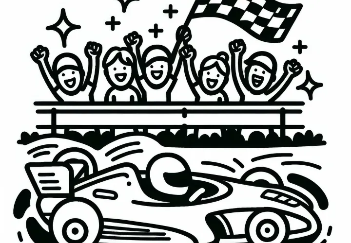 Fans cheer at motorsport – Coloring page free and easy