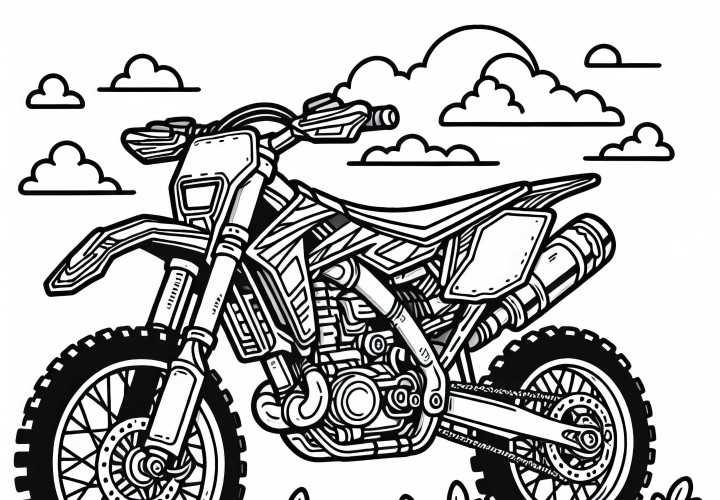 Motorrad mit grobstolligen Reifen - Malvorlage gratis Motorrad mit grobstolligen Reifen - Malvorlage gratis