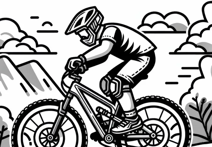 Free Mountain Biker Coloring Page