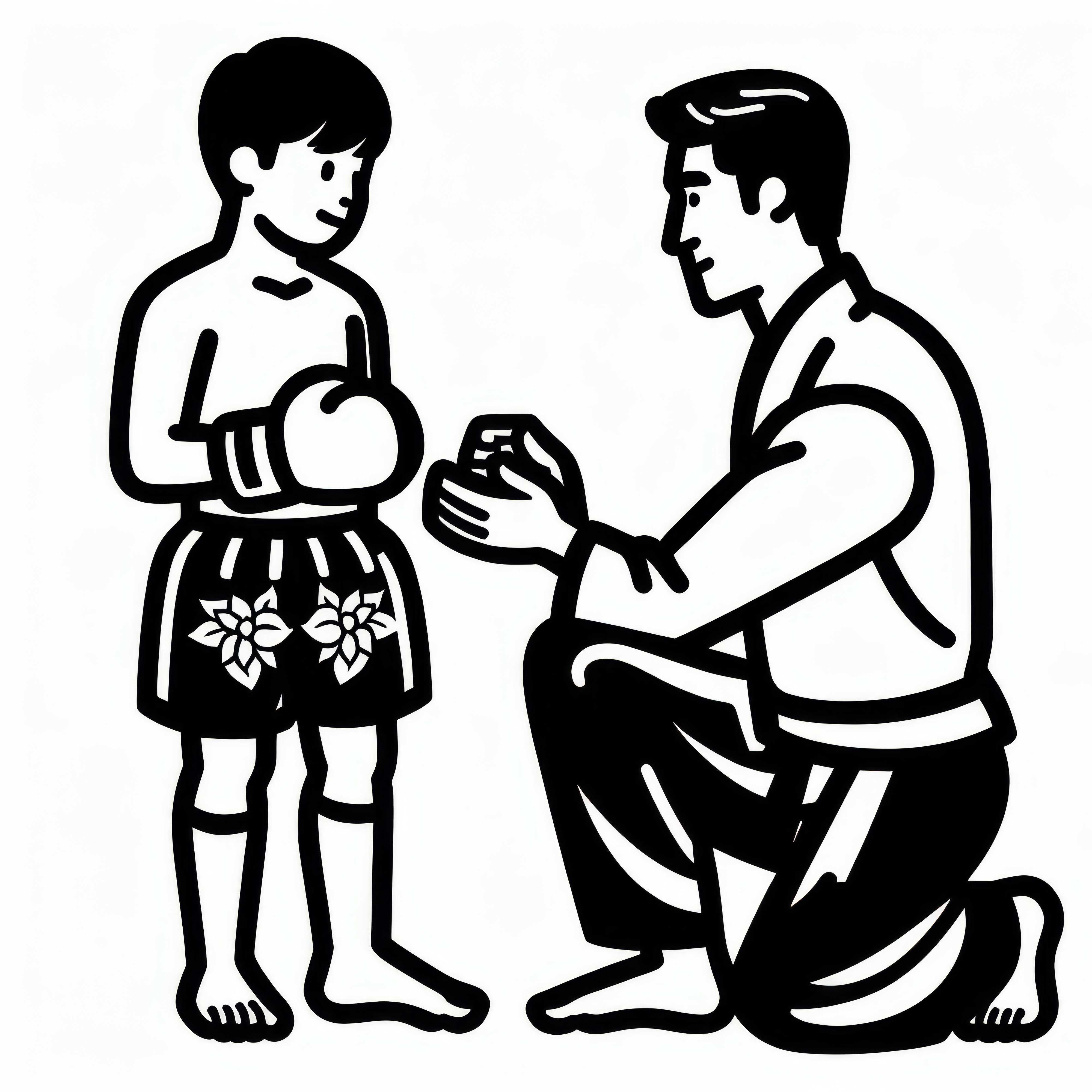 Treinador de Muay Thai dá instruções - Página para colorir simples e grátis