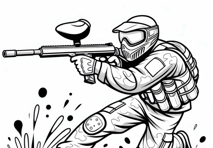 Free Coloring Page for Paintball Players to Download