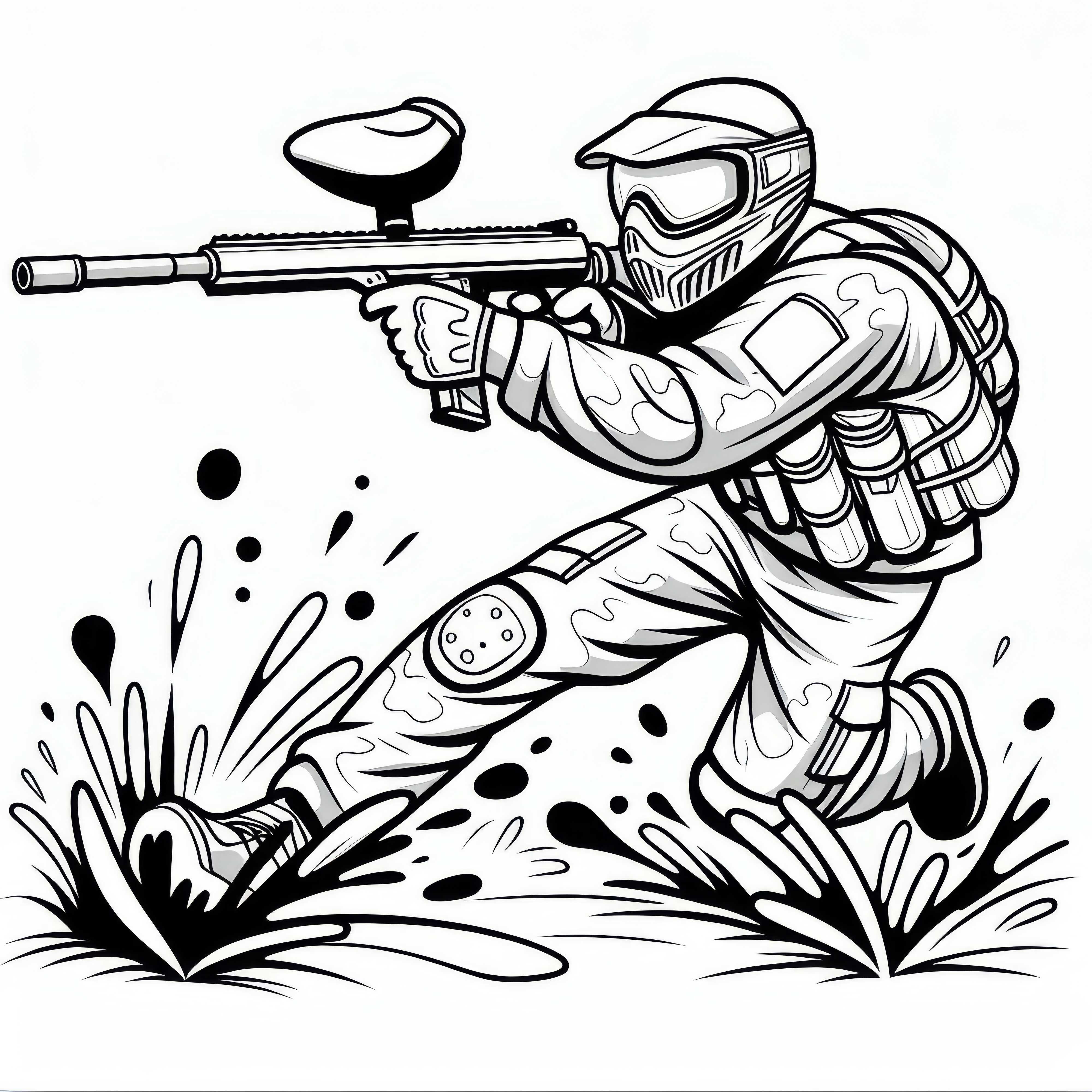 Paintball-Spieler Ausmalbild Gratis zum Download