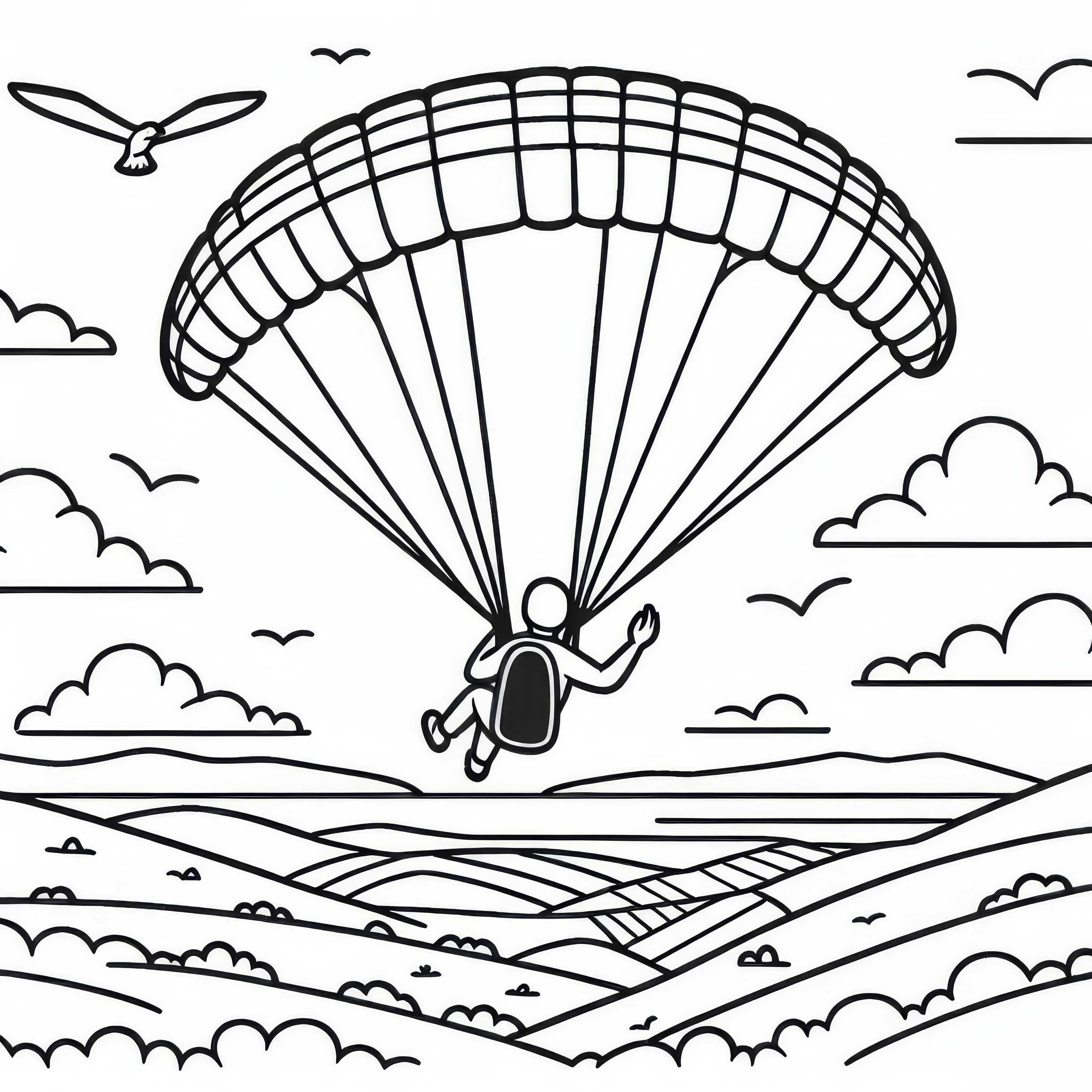 Parapente sobre a paisagem - Desenho para colorir simples e gratuito