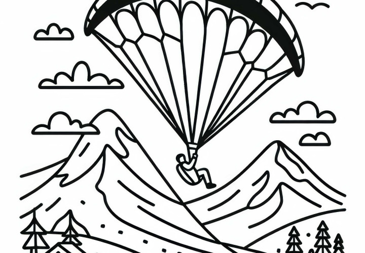 Imagem para Colorir sobre Parapente – Simples e Gratuito