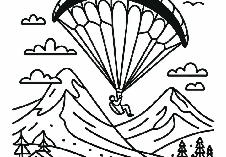 Coloring page for paragliding – Simple and Free