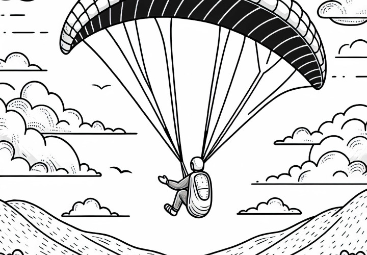 Parapente sobe com a térmica – Modelo para colorir grátis
