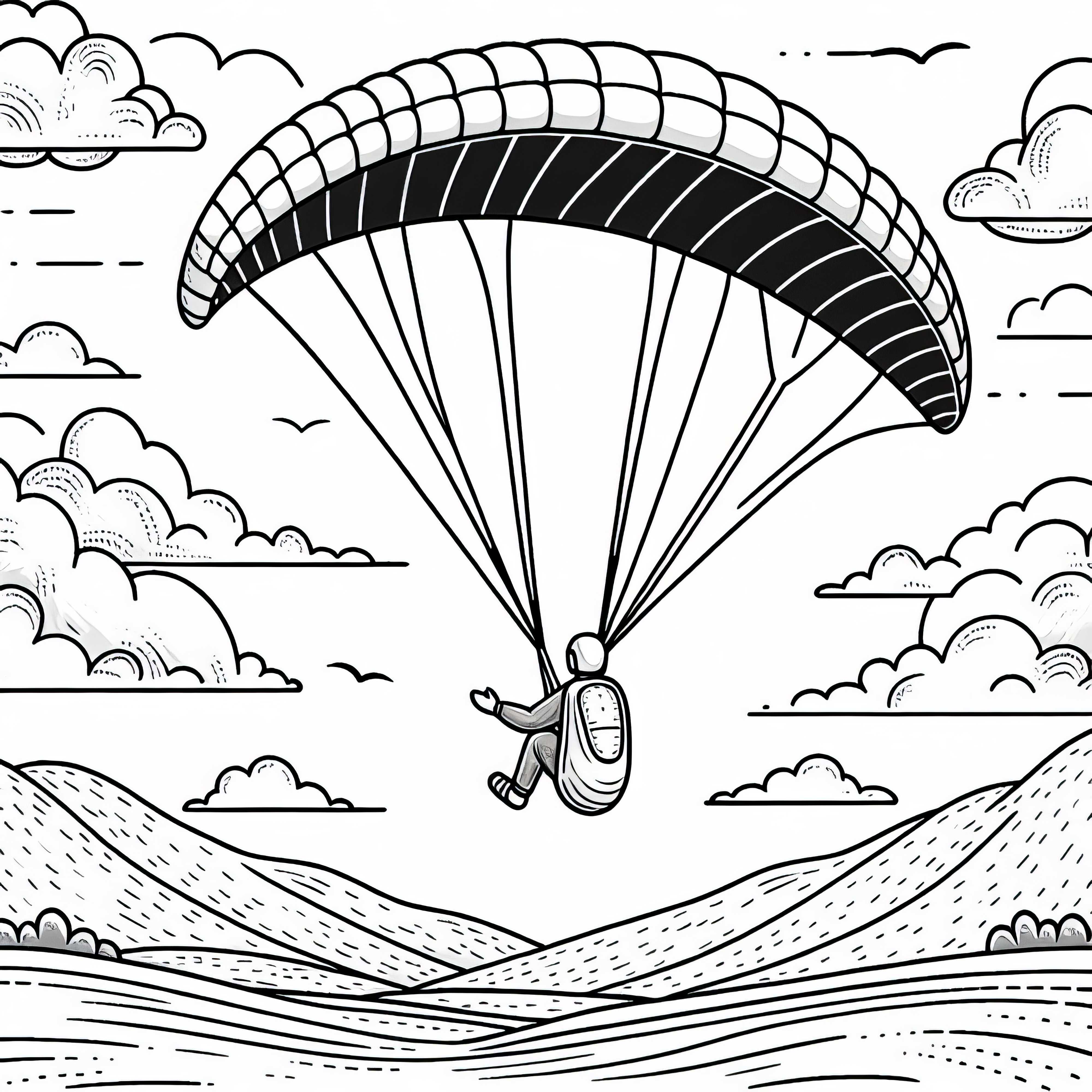 Parapente sobe com a térmica – Modelo para colorir grátis