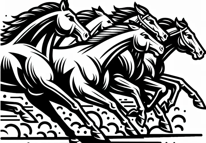 Several horses are galloping head to head - Download coloring page for free