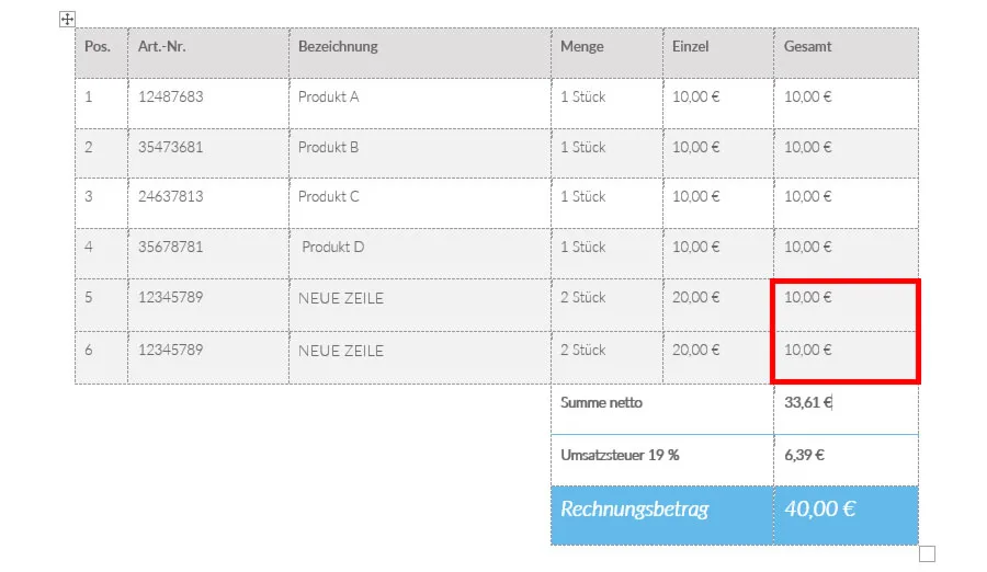 Felder in Word kopieren