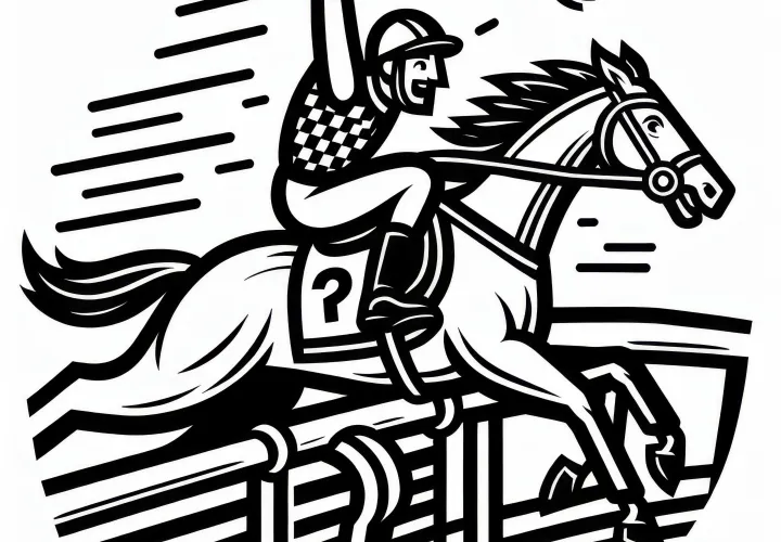 The jockey raises the whip and encourages his horse during the horse race