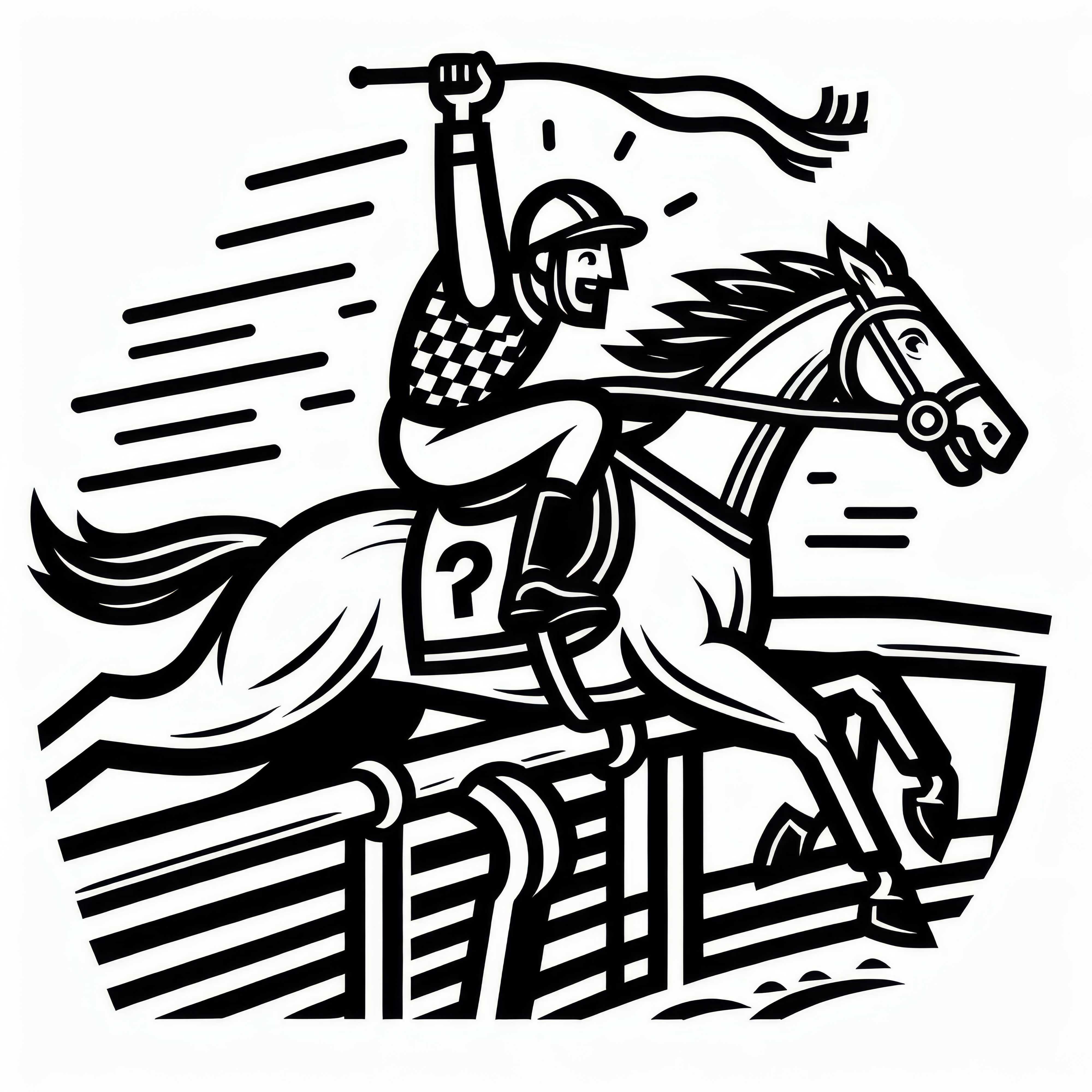 El jinete tiene una vara y anima a su caballo en la carrera de caballos