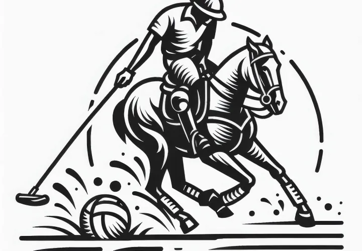 Polo player stops horse abruptly – Free coloring page