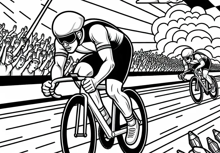 Cyclist sprints to the finish line in cycling - Free coloring page