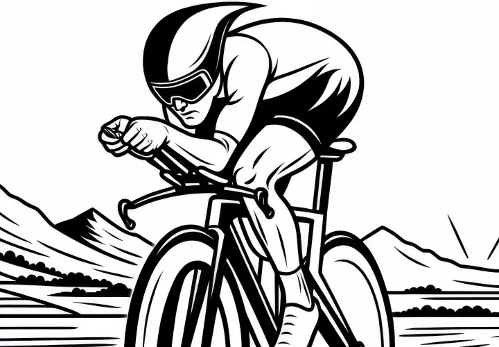 Time trial specialist pedals hard – Free coloring page