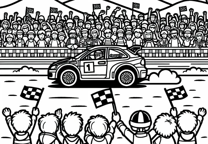 Spectators at the rally on the sidelines – Coloring page Free