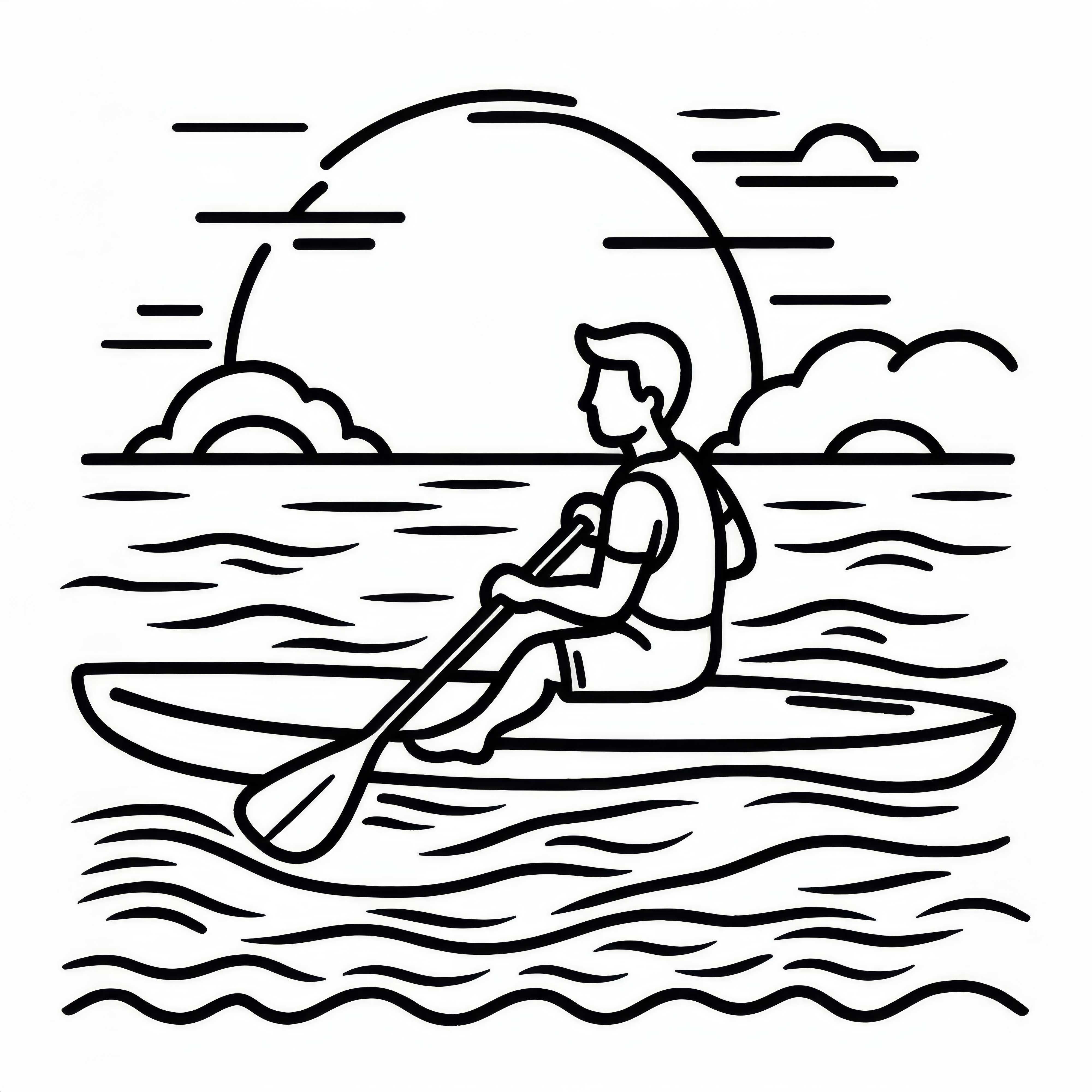 El practicante de paddle surf está sentado en su tabla - Imagen para colorear gratuita