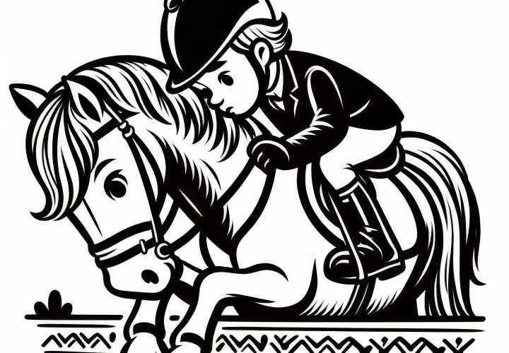 Caballo en la equitación - Dibujo para colorear gratis