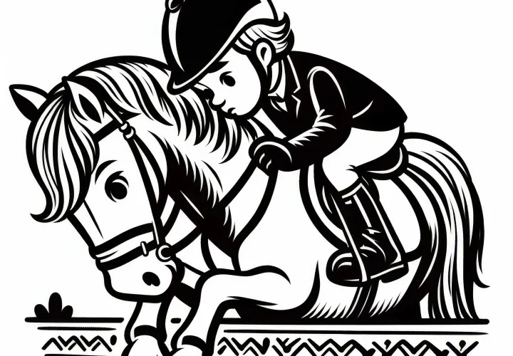 Reiter beim Reitsport – Ausmalbild kostenlos