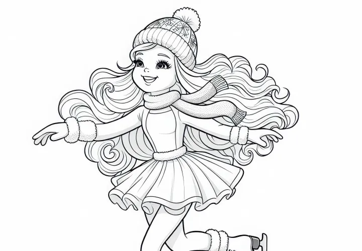 Figure Skater Coloring Page Simple Free