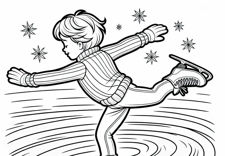 Ice skater coloring page simple free