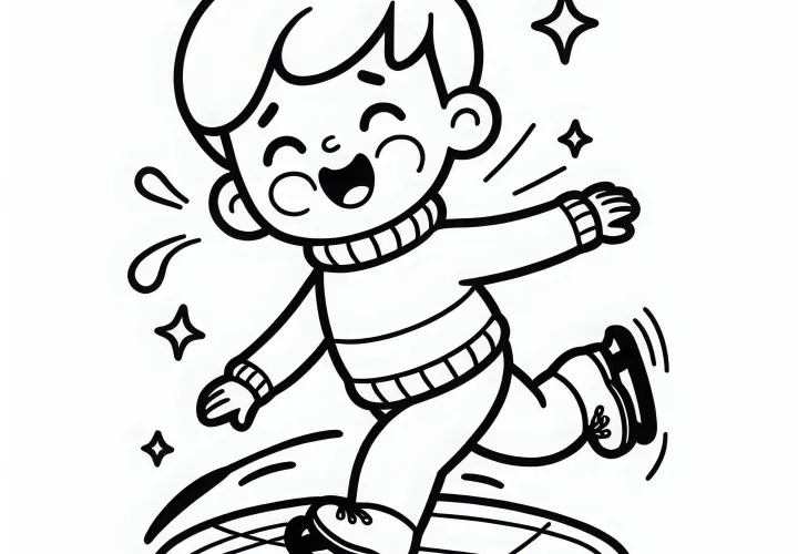 Child ice skating coloring page simple free