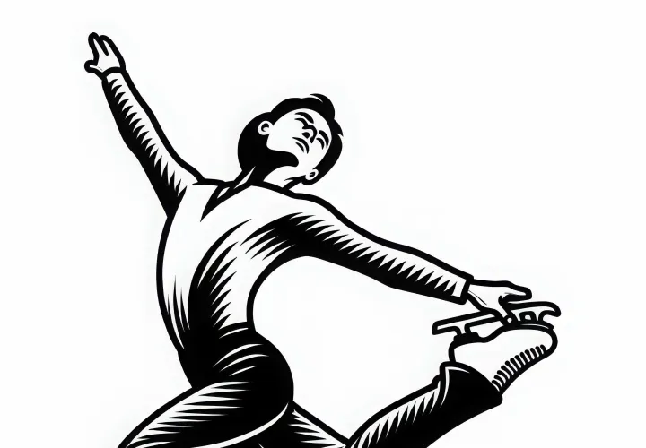 Figure skater makes impressive jump in the air – Free coloring page