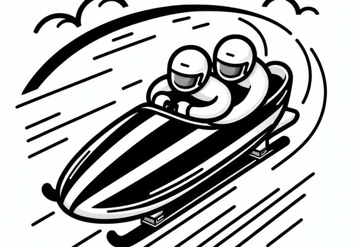 二人乗りのボブスレー選手 - 塗り絵 無料