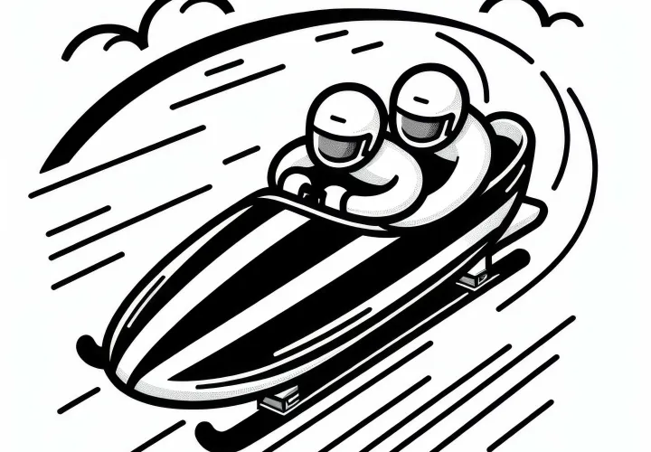 Two luge athletes in a doubles sled - Coloring page Free