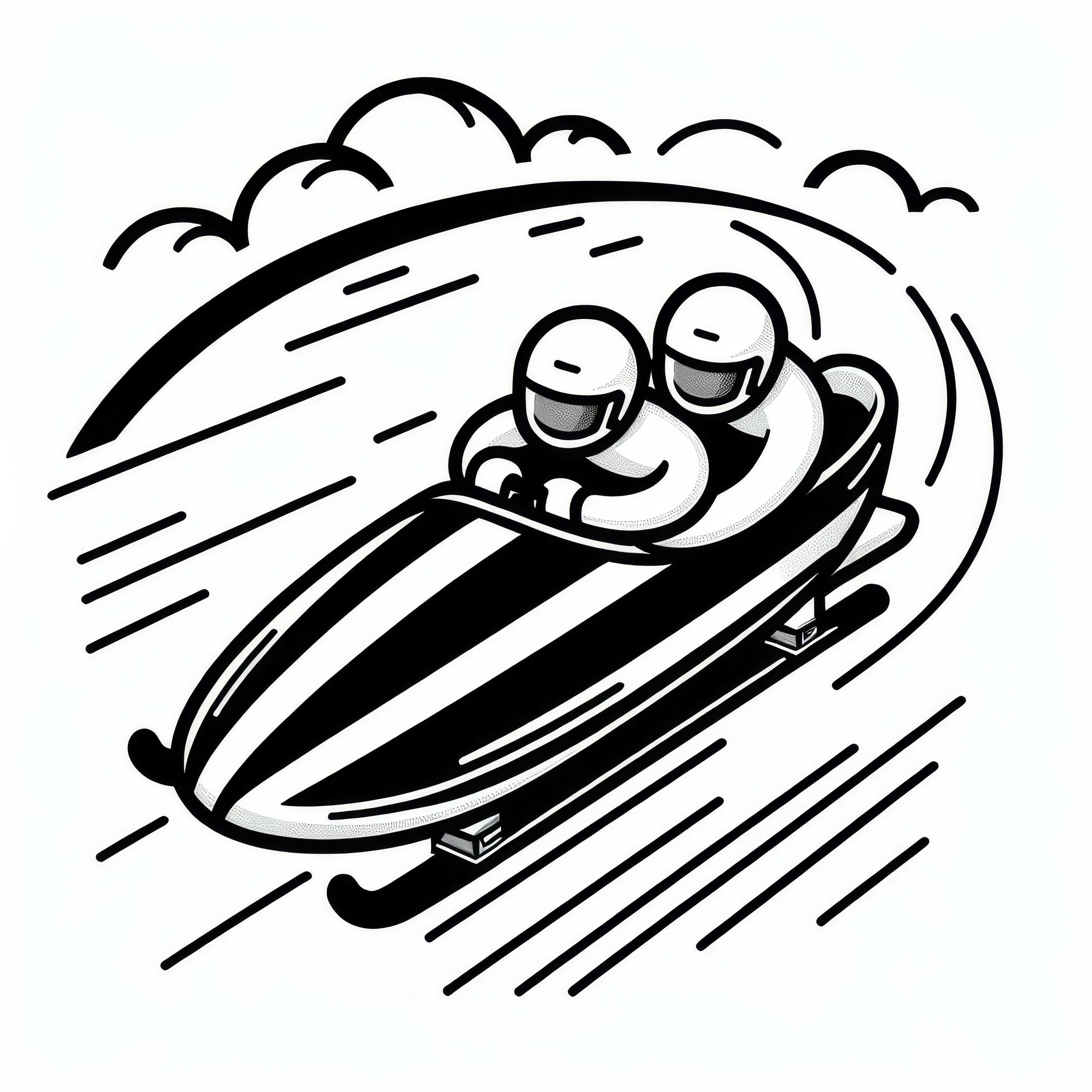 ダブルシーターの2人のレーシング・リュージュ - 無料塗り絵