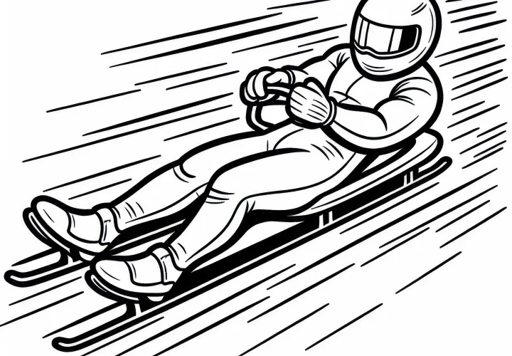 Luge racer speeds with high velocity – Free coloring page