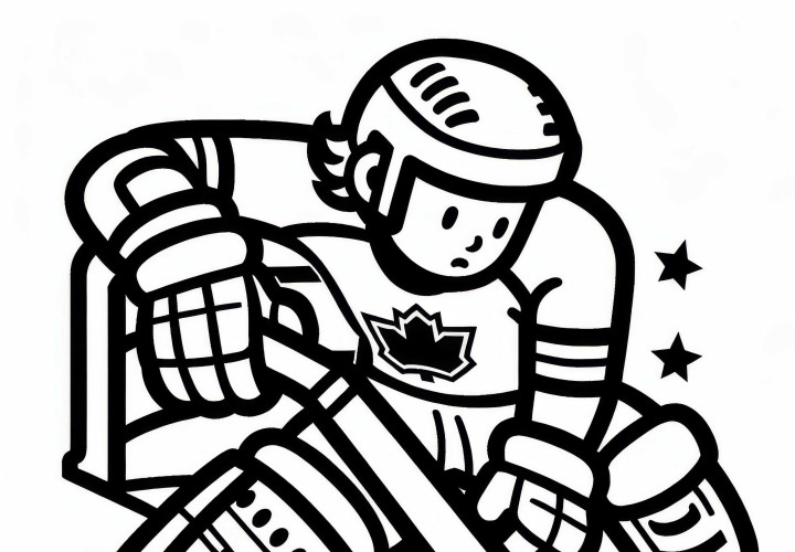 Rollhockey-Stürmer bereitet sich auf Penalty vor – Ausmalbild kostenlos Rollhockey-Stürmer bereitet sich auf Penalty vor – Ausmalbild kostenlos