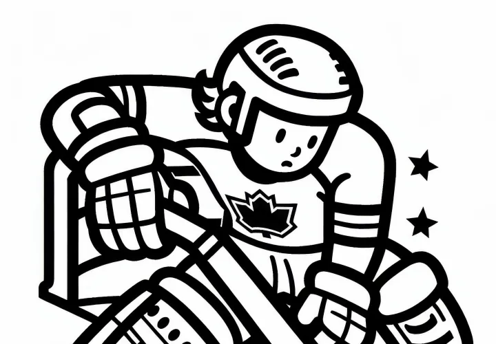 Roller hockey forward prepares for a penalty – coloring page free of charge