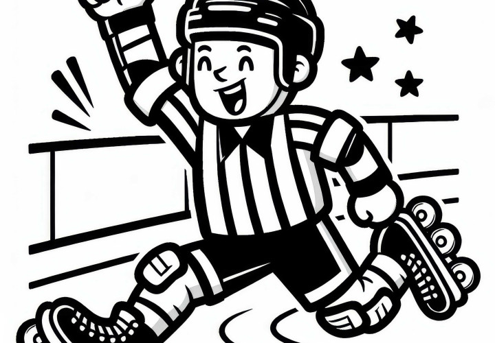 Rollhockey-Schiedsrichter signalisiert ein Foul - Malvorlage gratis Rollhockey-Schiedsrichter signalisiert ein Foul - Malvorlage gratis