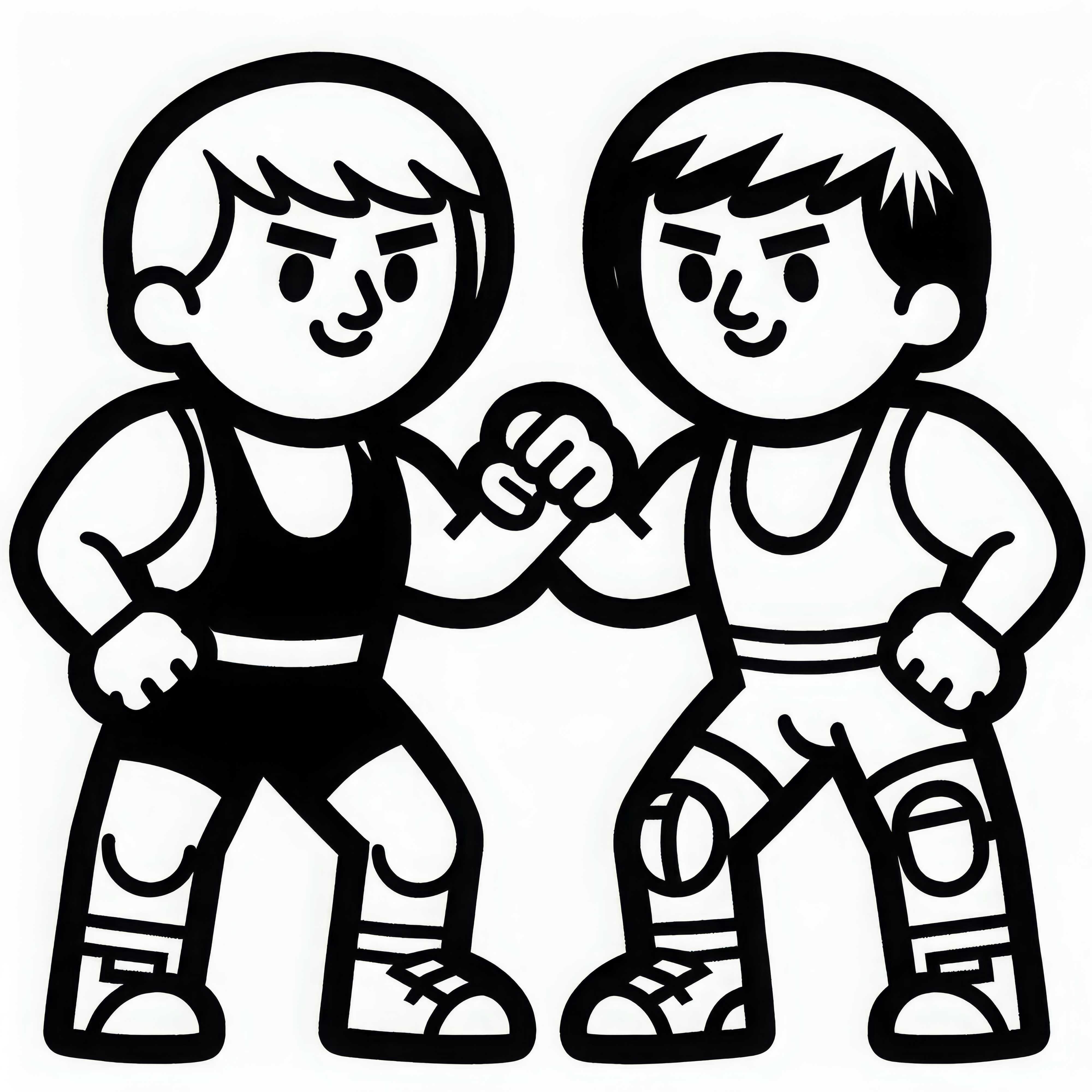 Dos luchadores se enfrentan en posición de combate - Plantilla para colorear gratuita
