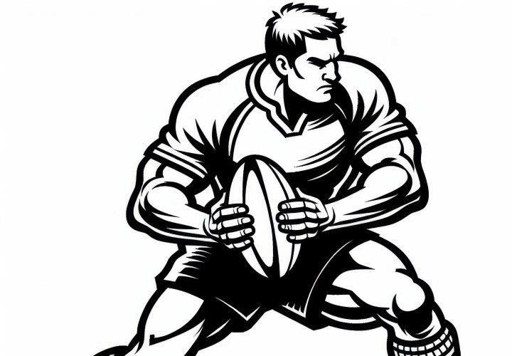 Rugby-Spieler setzt zum Tackle an – Malvorlage kostenlos Rugby-Spieler setzt zum Tackle an – Malvorlage kostenlos