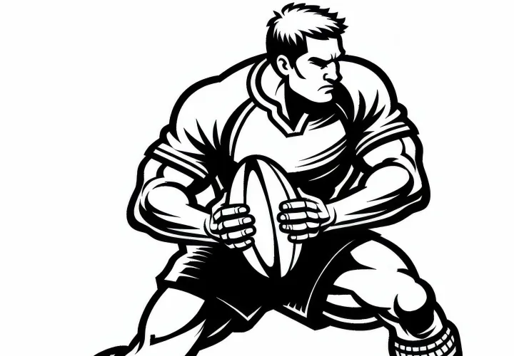 Rugby player prepares for the tackle – free coloring page