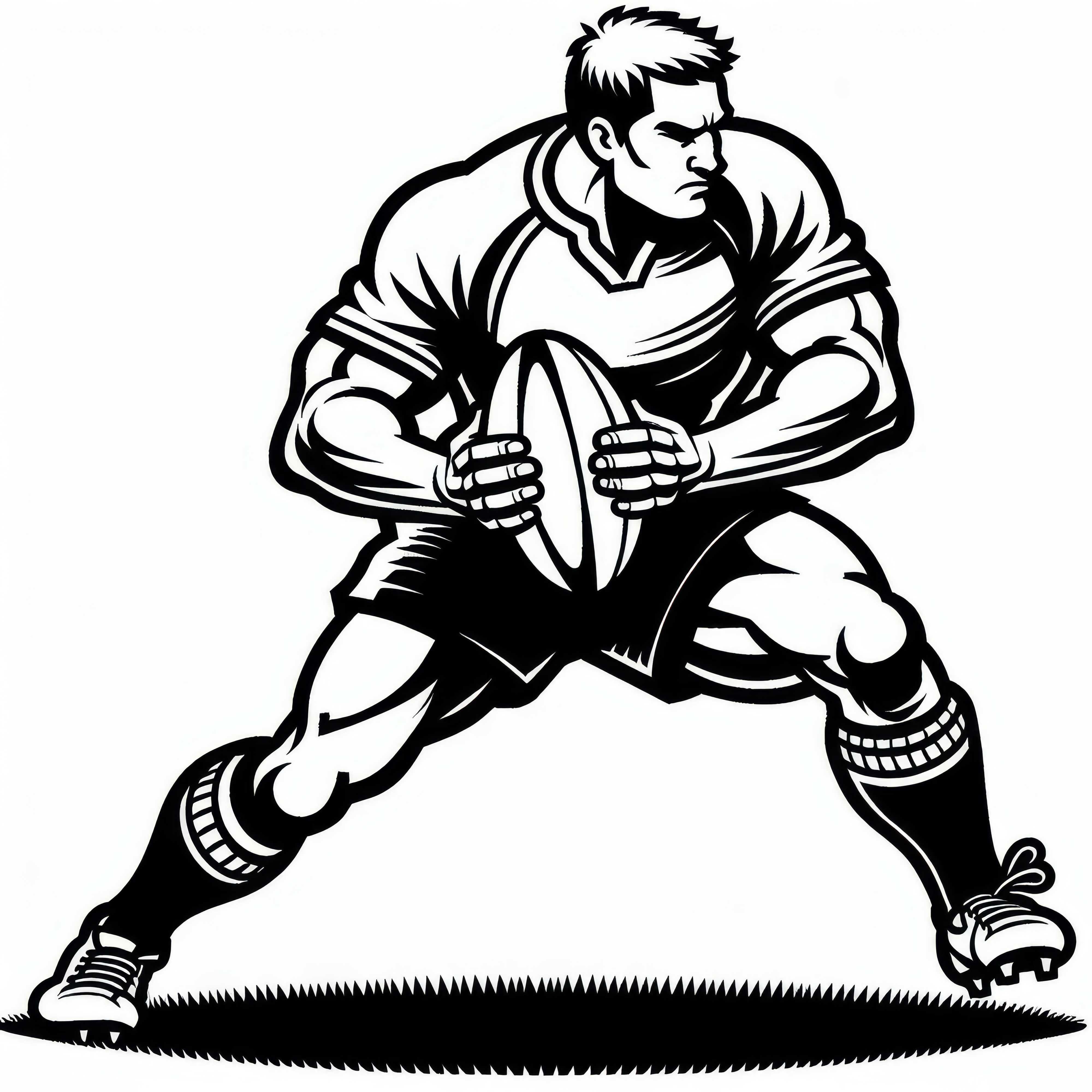 Rugby-Spieler setzt zum Tackle an – Malvorlage kostenlos