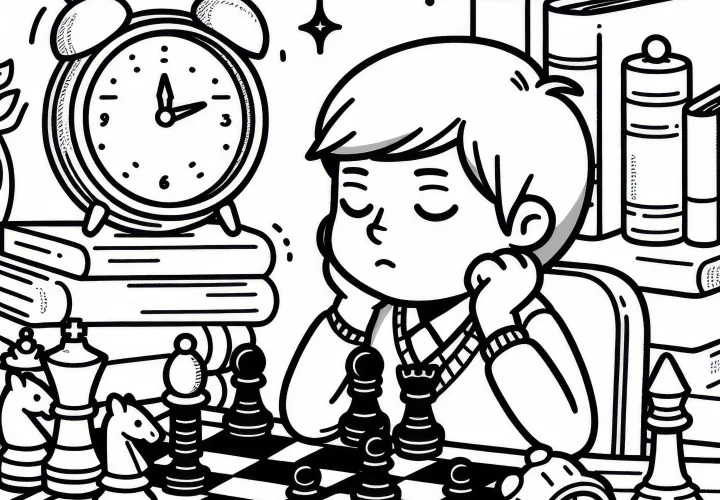 Chess clock ticks while a player thinks – Free coloring template