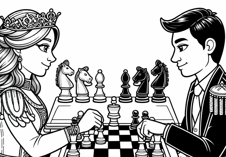 Grandmaster Chess Game Coloring Page Free