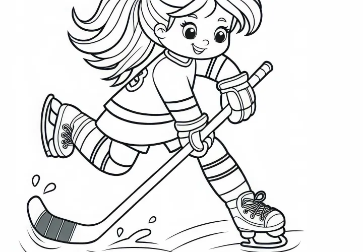 Ice hockey player coloring page simple free