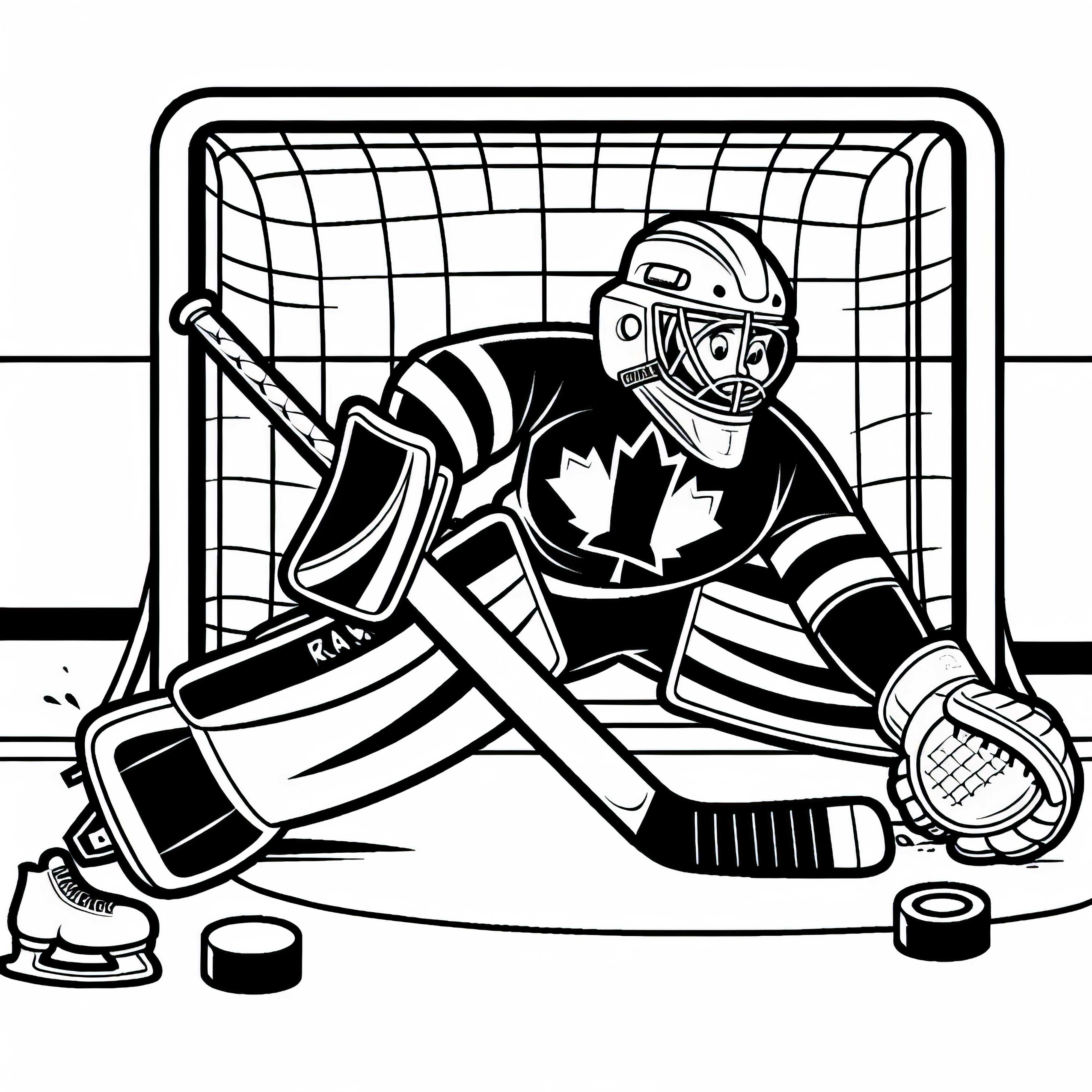 Målmand blokerer skud på mål i ishockey – Gratis malebogside